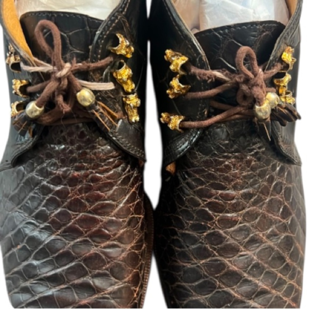 Authentic David Eden vintage designer crocodile leather dress shoes sz mens 11 - Picture 5 of 13